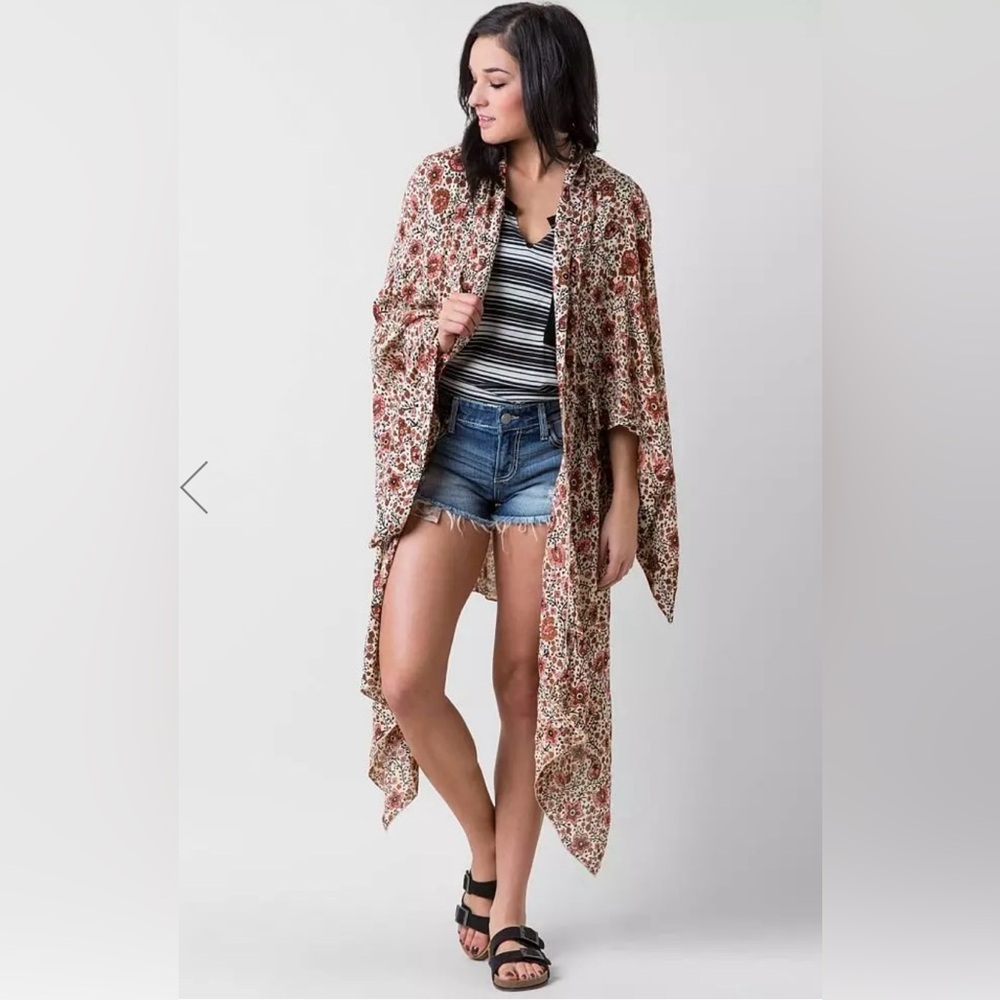 Buckle Amuse Society Kimono 2 Way Cardigan Pink Floral Paisley Women’s XS/S Boho